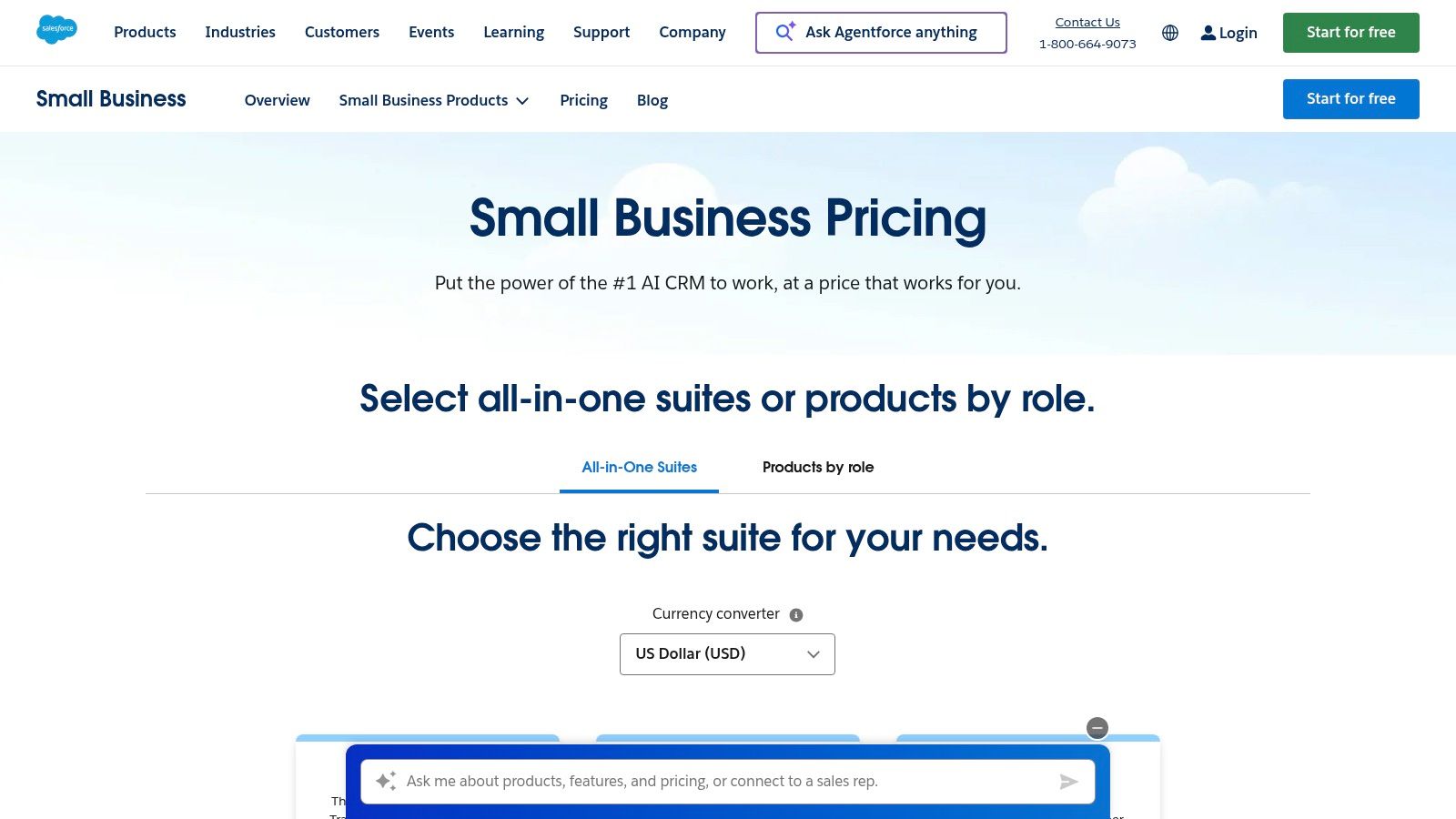Salesforce Sales Cloud Small Business Suites pricing